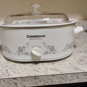CorningWare White Slow Cooker with Floral Design